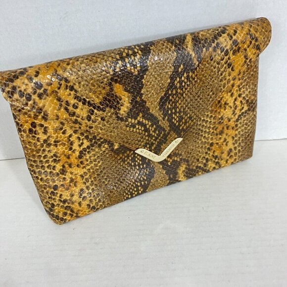 Elaine Turner Clutch Faux Snakeskin Pebbled Magnetic Closure Envelope Mobwife - Picture 8 of 16